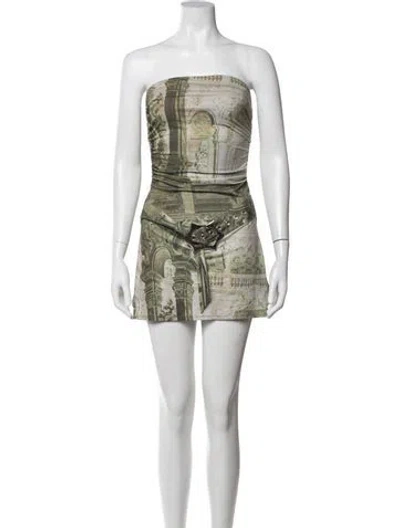 Pre-owned Miaou Printed Mini Dress In Green