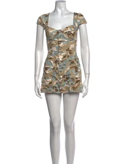 Pre-owned Miaou Printed Mini Dress In Green