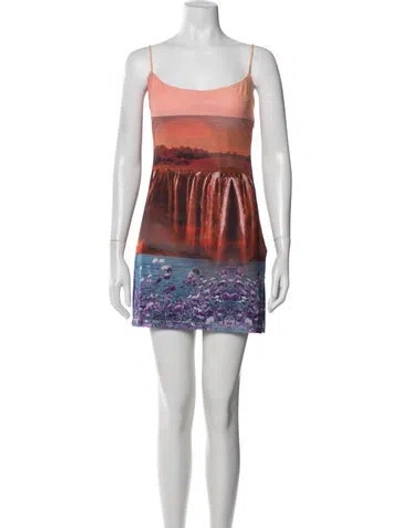 Pre-owned Miaou Printed Mini Dress In Orange