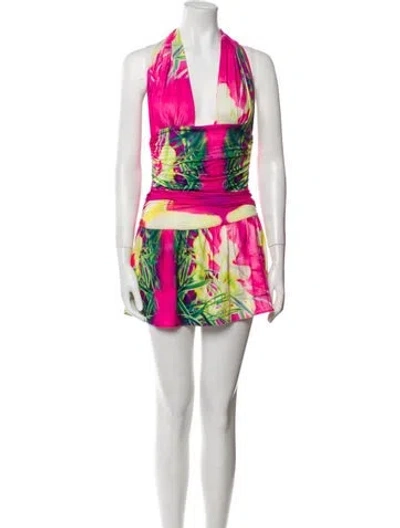 Pre-owned Miaou Printed Mini Dress In Pink