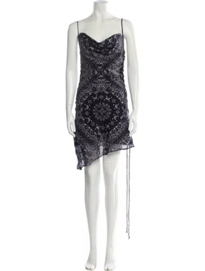 Pre-owned Miaou Printed Mini Dress W/ Tags In Blue