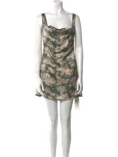 Pre-owned Miaou Printed Mini Dress W/ Tags In Green