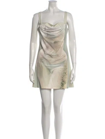 Pre-owned Miaou Printed Mini Dress W/ Tags In Green