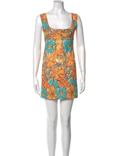 Pre-owned Miaou Printed Mini Dress W/ Tags In Orange