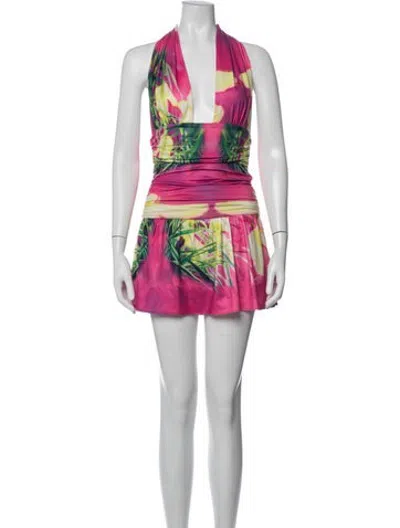 Pre-owned Miaou Printed Mini Dress W/ Tags In Pink
