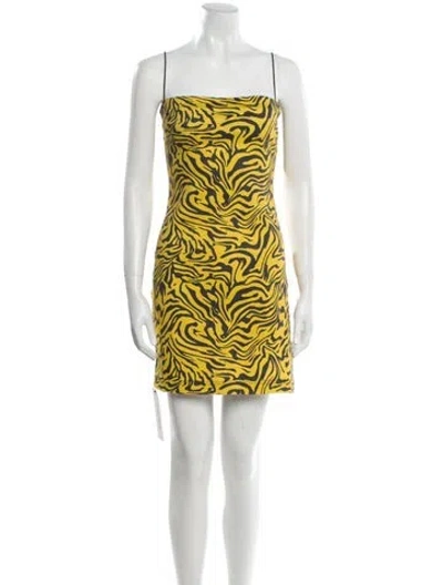 Pre-owned Miaou Printed Mini Dress In Yellow