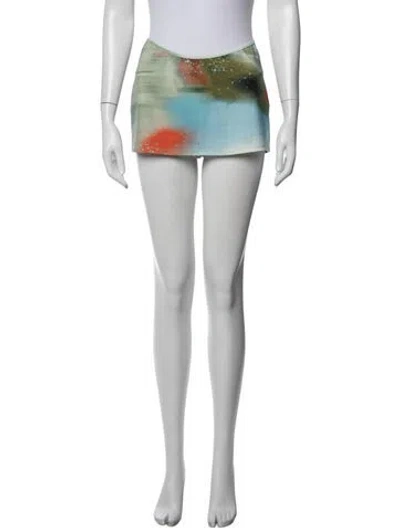 Pre-owned Miaou Printed Mini Skirt In Blue
