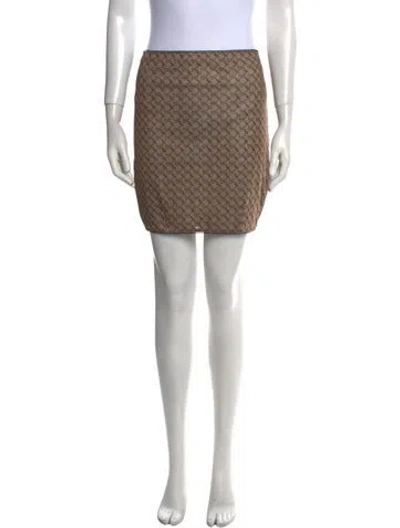 Pre-owned Miaou Printed Mini Skirt In Brown