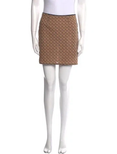 Pre-owned Miaou Printed Mini Skirt In Brown