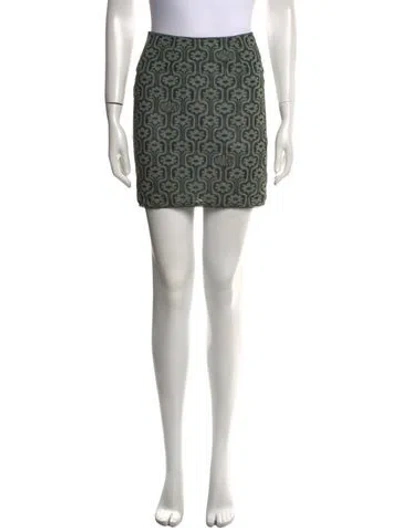 Pre-owned Miaou Printed Mini Skirt In Green