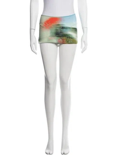 Pre-owned Miaou Printed Mini Skirt In Green