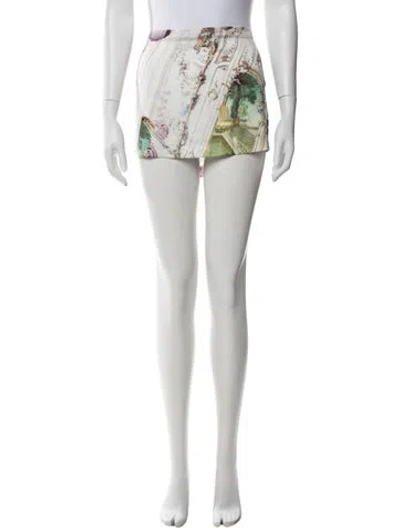 Pre-owned Miaou Printed Mini Skirt In White