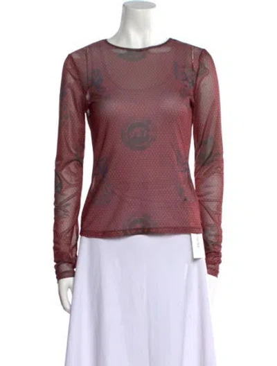 Pre-owned Miaou Printed Scoop Neck Top In Red