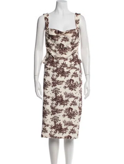 Pre-owned Miaou Printed Skirt Suit In Brown/neutrals