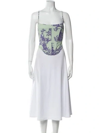 Pre-owned Miaou Printed Square Neckline Crop Top In Blue