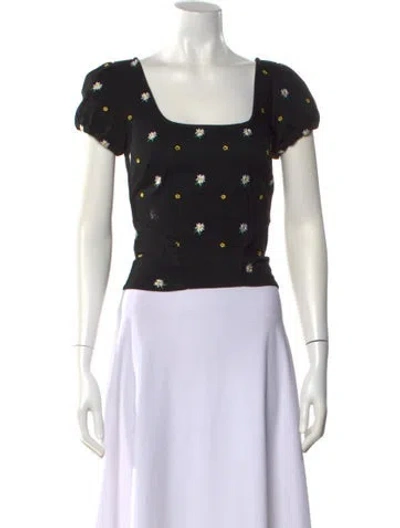 Pre-owned Miaou Printed Square Neckline Crop Top In Multi