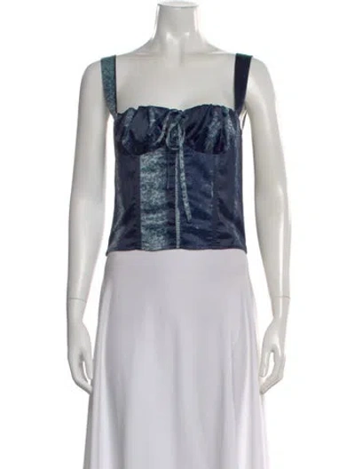 Pre-owned Miaou Printed Square Neckline Crop Top In Multi
