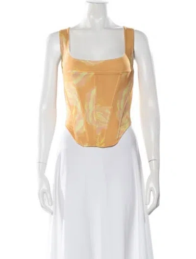 Pre-owned Miaou Printed Square Neckline Crop Top In Multi