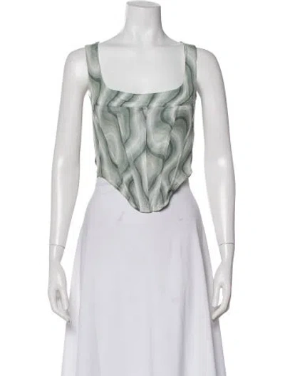 Pre-owned Miaou Printed Square Neckline Crop Top In Neutral