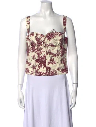 Pre-owned Miaou Printed Square Neckline Crop Top W/ Tags In Blue
