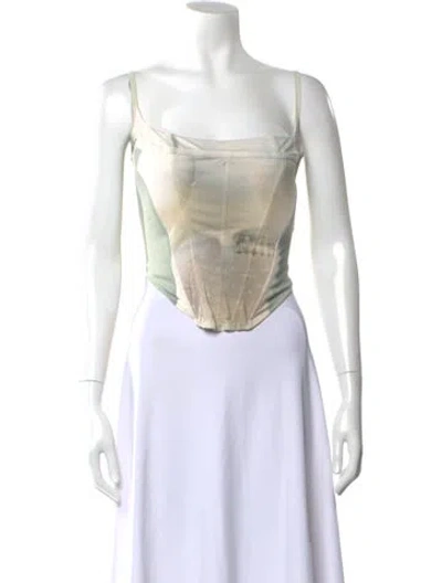 Pre-owned Miaou Printed Square Neckline Top In Multi