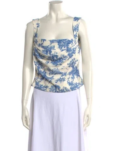 Pre-owned Miaou Printed Square Neckline Top In Neutral