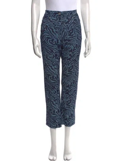 Pre-owned Miaou Printed Straight Leg Pants In Blue