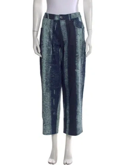 Pre-owned Miaou Printed Straight Leg Pants In Blue