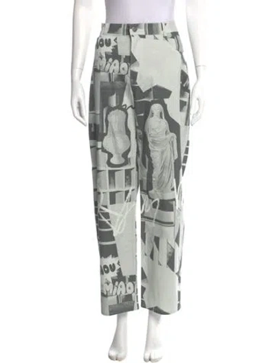 Pre-owned Miaou Printed Straight Leg Pants In Gray