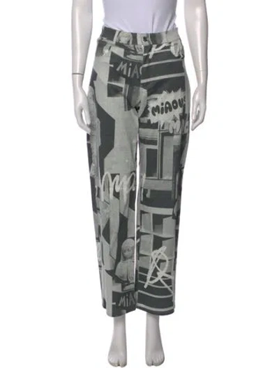 Pre-owned Miaou Printed Straight Leg Pants In Gray