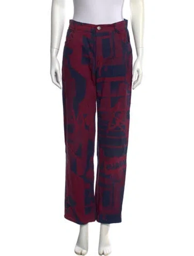 Pre-owned Miaou Printed Straight Leg Pants In Multi