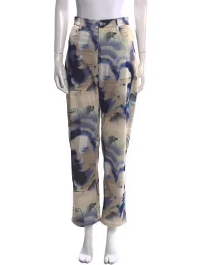 Pre-owned Miaou Printed Straight Leg Pants In Neutral