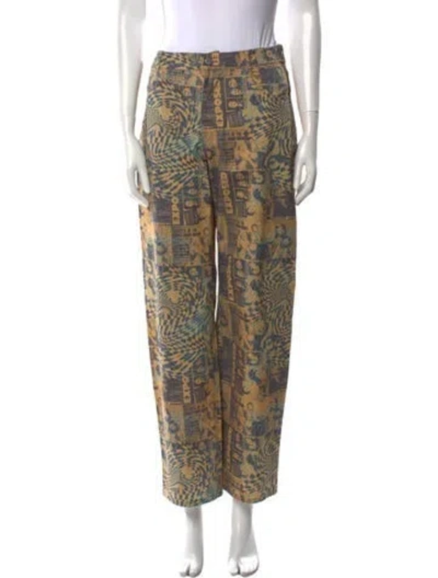 Pre-owned Miaou Printed Straight Leg Pants In Neutral