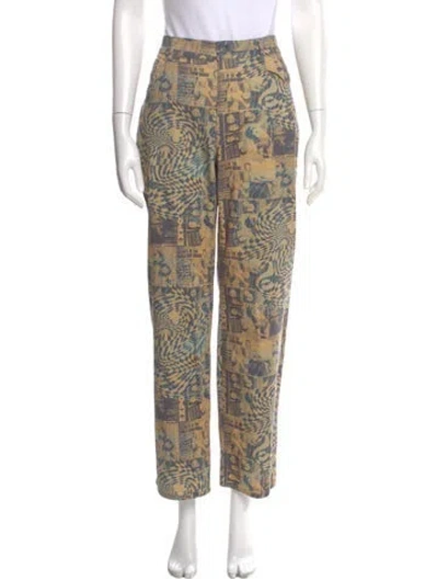 Pre-owned Miaou Printed Straight Leg Pants In Neutral