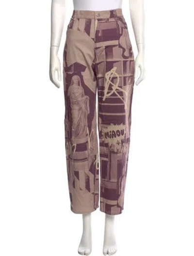 Pre-owned Miaou Printed Straight Leg Pants In Purple