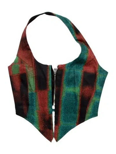 Pre-owned Miaou Printed Strapless Bodysuit In Black