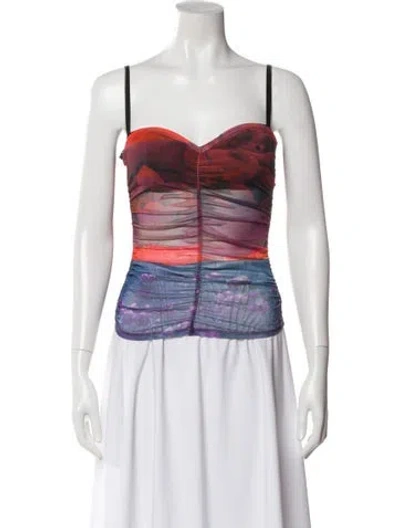Pre-owned Miaou Printed Strapless Top In Multi