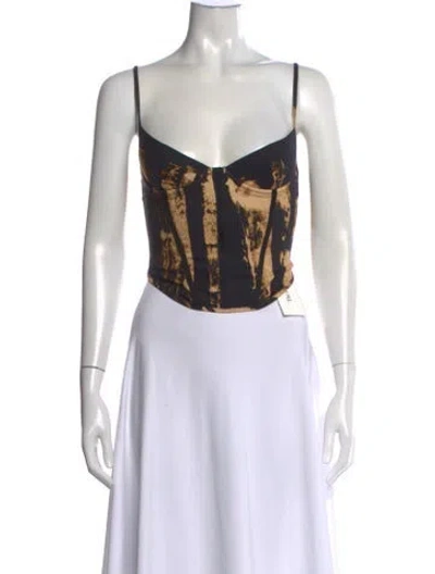 Pre-owned Miaou Printed V-neck Crop Top In Multicolor
