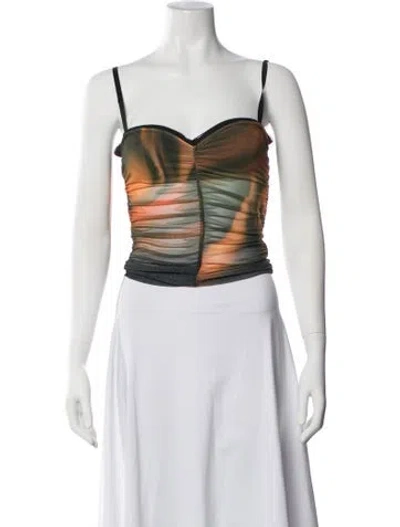 Pre-owned Miaou Printed V-neck Crop Top In Multicolor