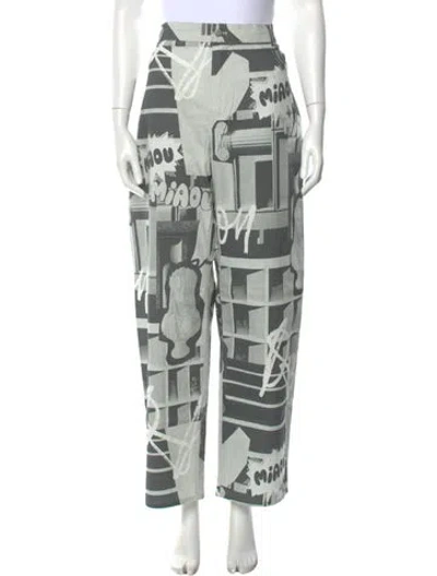 Pre-owned Miaou Printed Wide Leg Pants In Gray