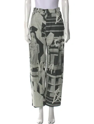 Pre-owned Miaou Printed Wide Leg Pants In Gray