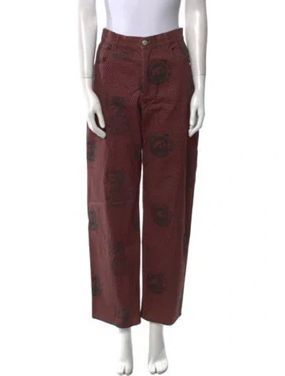 Pre-owned Miaou Printed Wide Leg Pants In Red
