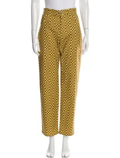 Pre-owned Miaou Printed Wide Leg Pants In Yellow