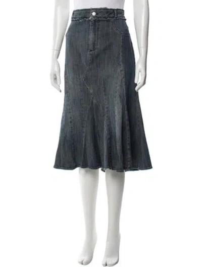 Pre-owned Miaou Raw-edge Trim Knee-length Skirt In Blue