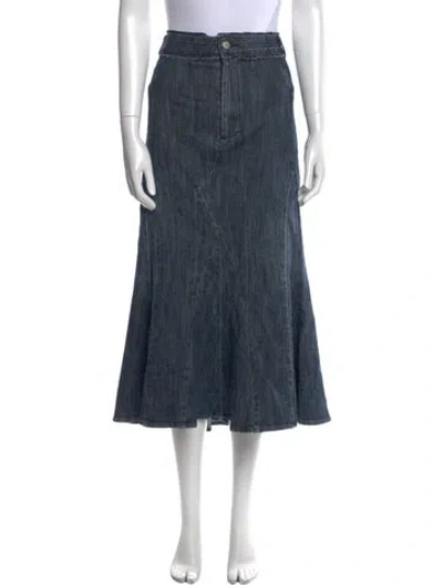 Pre-owned Miaou Raw-edge Trim Midi Length Skirt In Blue