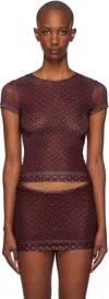 Miaou Red & Black Mini T-shirt In Black Polka Dot