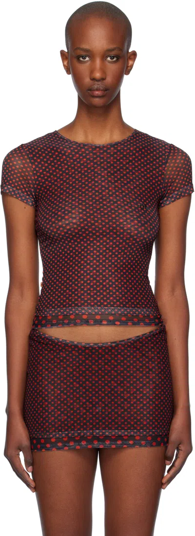Miaou Red & Black Mini T-shirt In Black Polka Dot