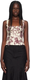 Miaou Red & Off-white Agnes Corset In Maroon Toile