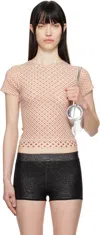 Miaou Red & Off-white Mesh Mini T-shirt In White Polka Dot