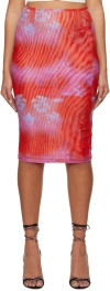 Miaou Verona Cutout Mesh Midi Skirt In Rouge Mudd